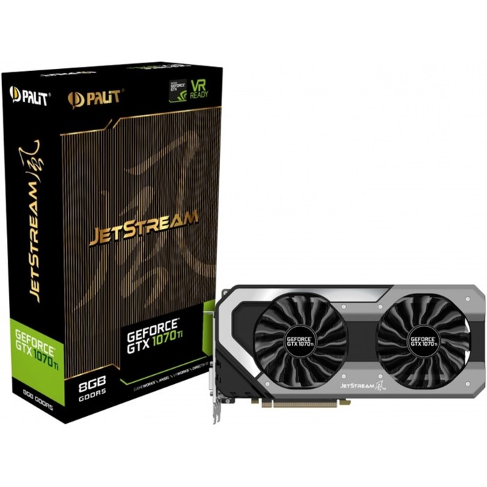Видеокарта Palit GeForce GTX 1070Ti JetStream 8G,256bit,GDDR5,1607/8000,DVI,HDMI,DP,Ret