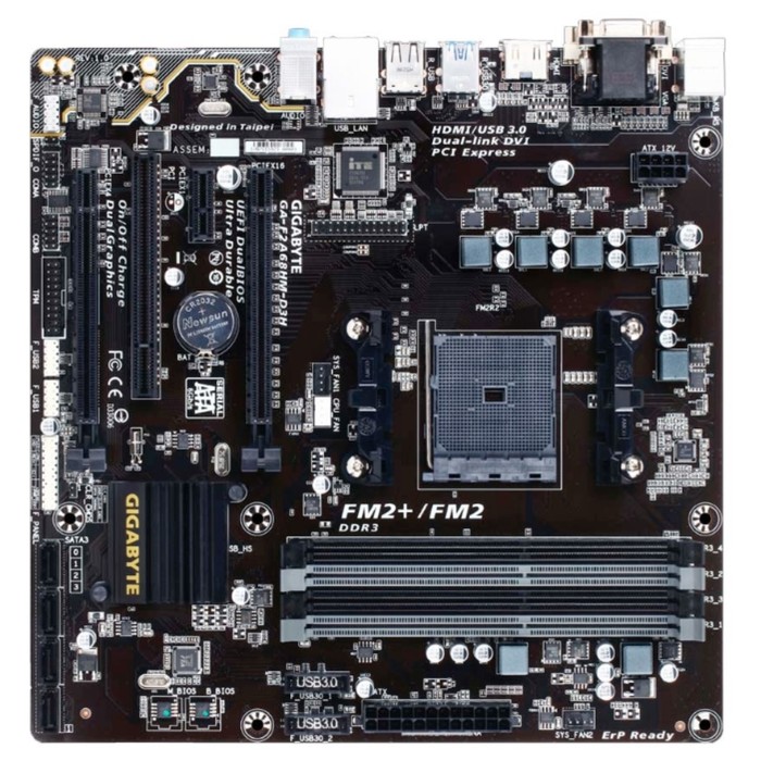 Материнская плата Gigabyte GA-F2A68HM-D3H, Soc-FM2+, AMD A68H, 4xDDR3, mATX, Ret