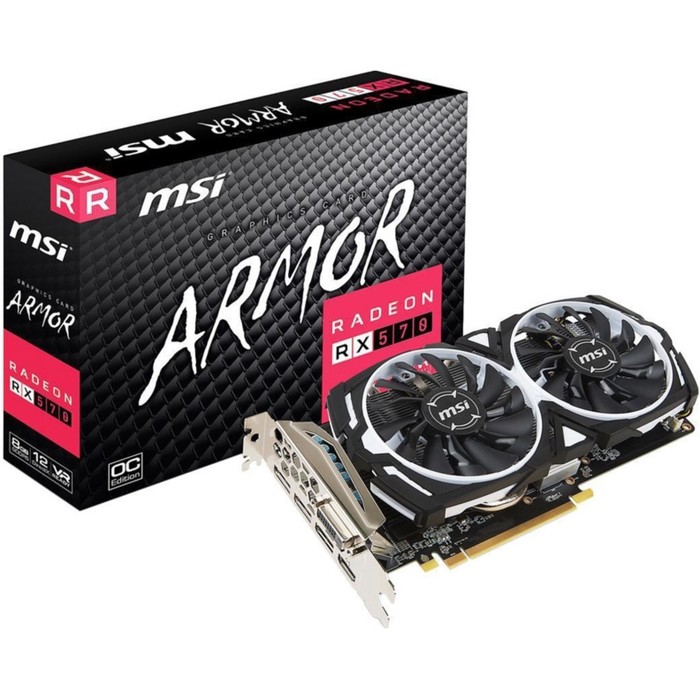 Видеокарта MSI AMD Radeon RX 570 ARMOR OC 8G,256bit,GDDR5,1268/7000,DVI,HDMI,DP