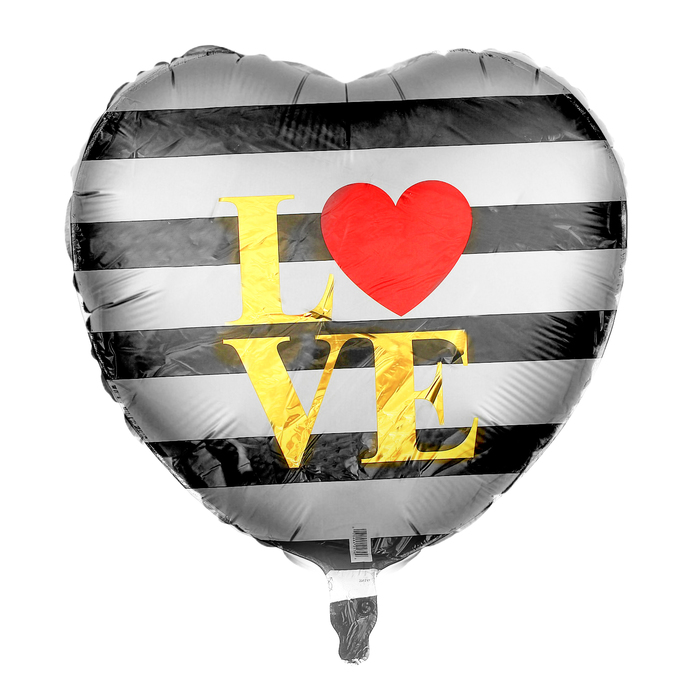 Шар фольгированный 18" "Love полоски черно-белые"