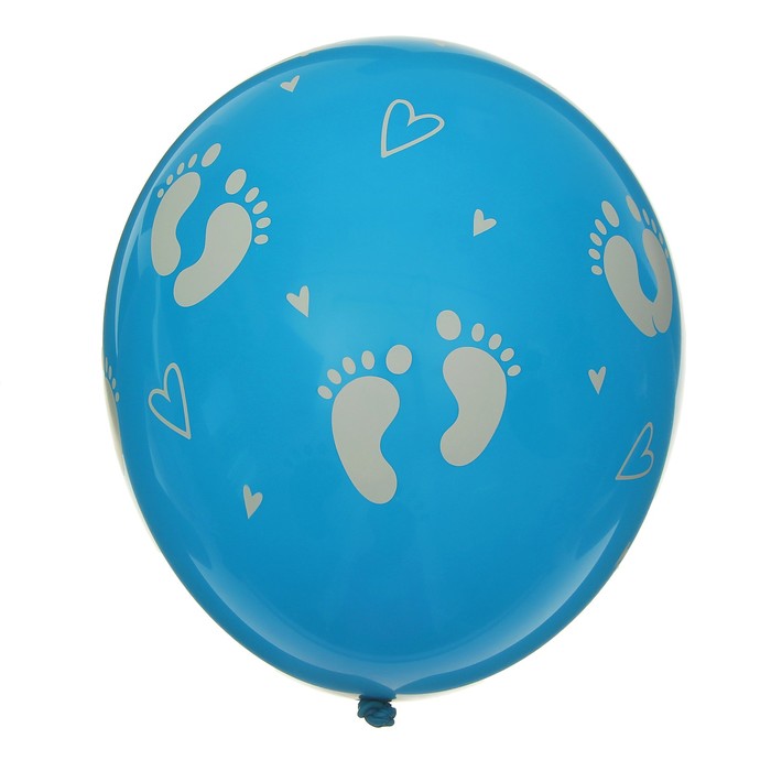 Шар латексный 11" Пяточки детские, 25шт., голубой