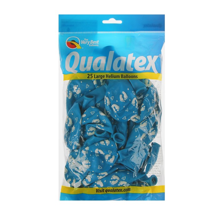 Шар латексный 11" Пяточки детские, 25шт., голубой