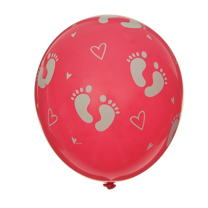 Шар латексный 11" Пяточки детские, 25шт., розовый