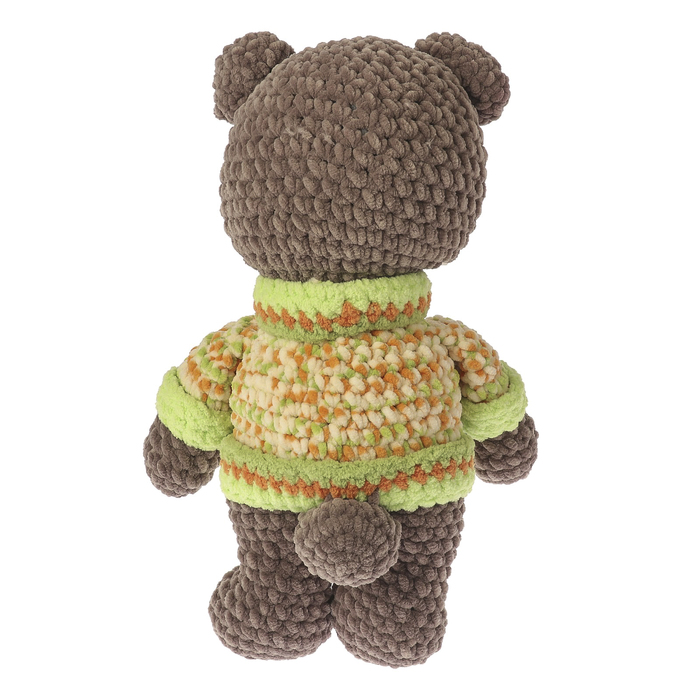 Сувенир вязаный "Мишка-пухляш с оранж.цветком" 40см