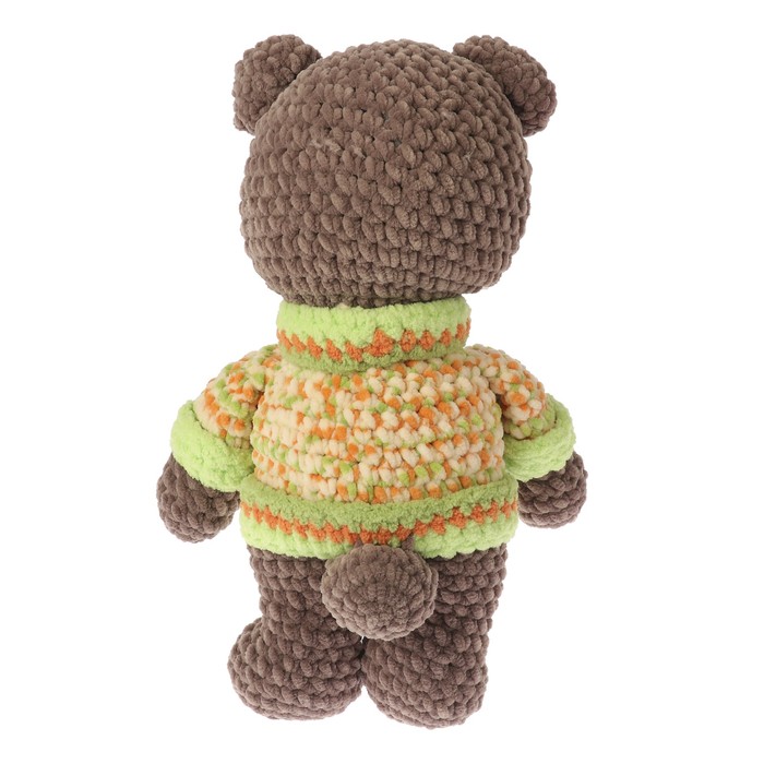 Сувенир вязаный "Мишка-пухляш с оранж.цветком" 40см