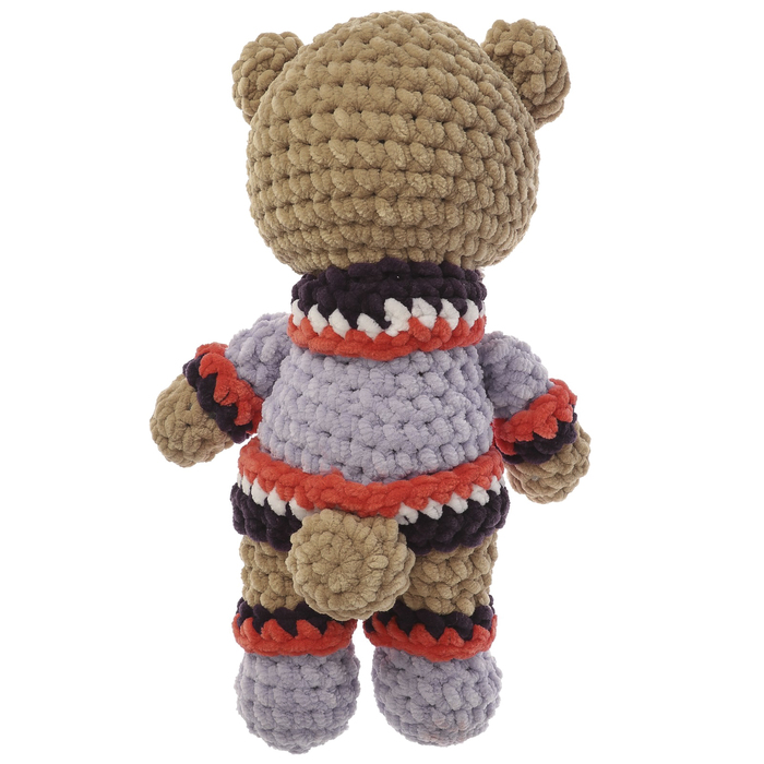 Сувенир вязаный "Мишка-малыш с сердцем" сиреневый, 30см