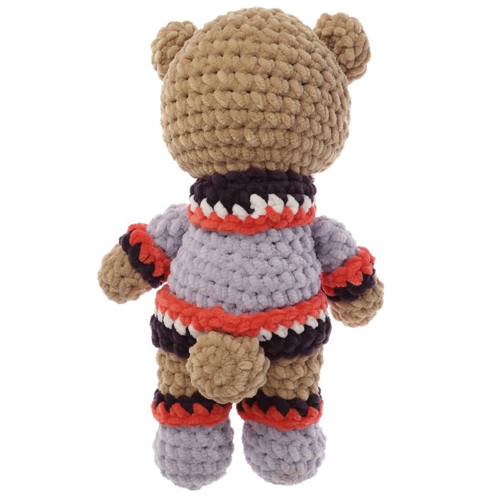 Сувенир вязаный "Мишка-малыш с сердцем" сиреневый, 30см