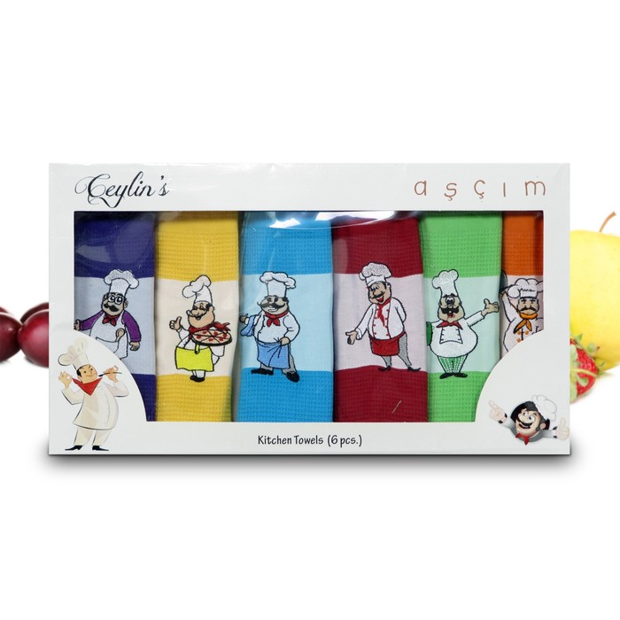 Комплект полотенец, размер 40х60 см-6 шт., вафля 8063-03