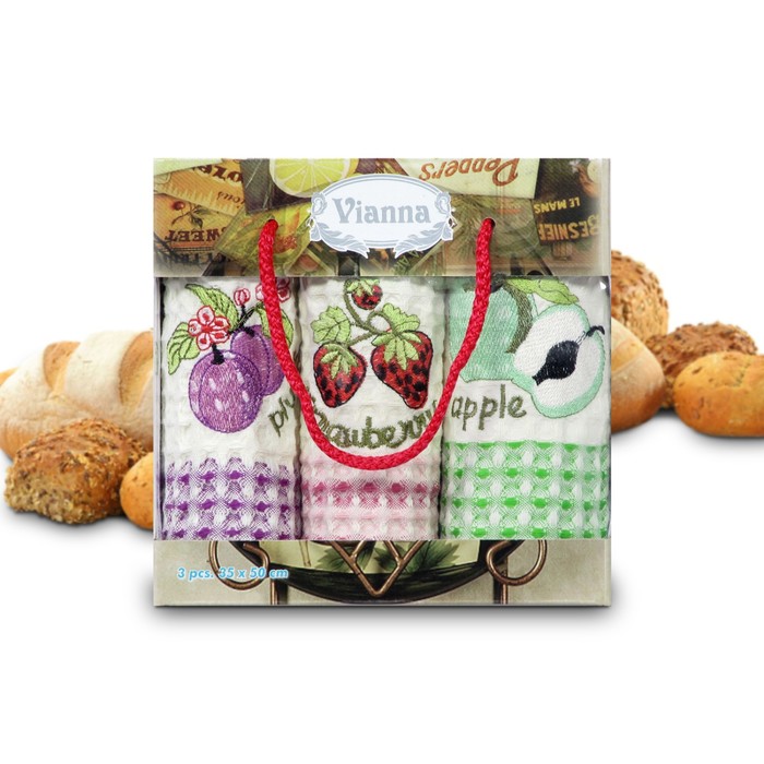 Комплект полотенец, размер 35х50 см-3 шт., вафля 8053-04