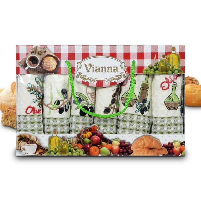 Комплект полотенец, размер 30х50 см-6 шт., вафля 8052-08