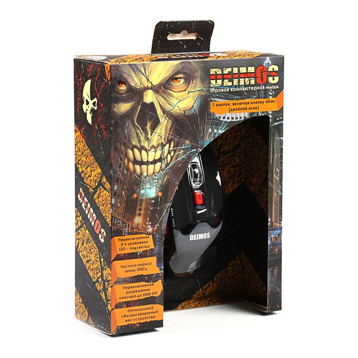 Мышь проводная игровая Jet.A DEIMOS JA-GH30 (1000/1600/2000 dpi,7 кнопок,LED-подсветка, USB)