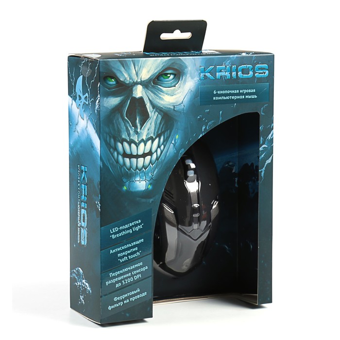 Мышь проводная игровая Jet.A KRIOS JA-GH31(800/1200/1600/2400dpi,6 кнопок,LED-подсветка,USB)