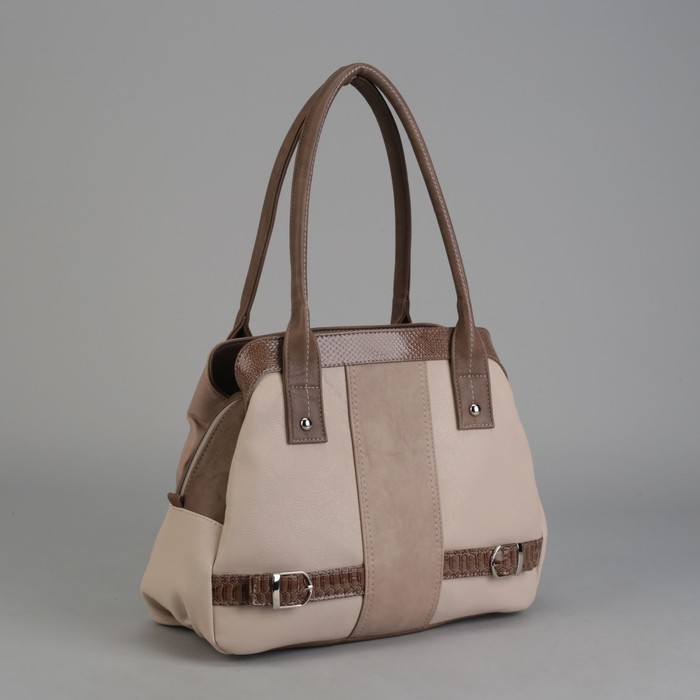 Сумка женская, 3 отдела на молниях, цвет бежевый