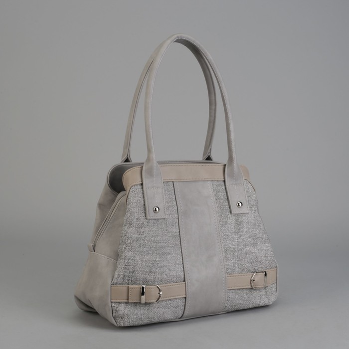 Сумка женская, 3 отдела на молниях, цвет серый