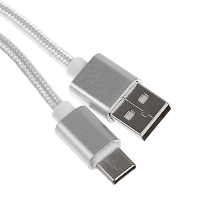 Кабель Jet.A JA-DC31 1м белый (в оплётке,USB2.0/USB TypeC,QC 3.0, 2A)