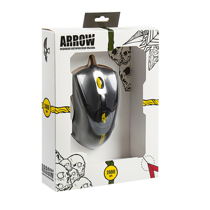 Мышь проводная игровая Jet.A ARROW JA-GH35 чёрная (800/1200/1600/2400 dpi, 6 кнопок, USB)