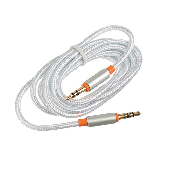 Аудиокабель соединит. Jet.A mini Jack-mini Jack в оплётке JA-AC02 1.5 м белый (3 pin/3.5 мм)