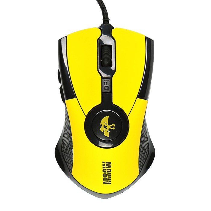 Мышь проводная игровая Jet.A ARROW JA-GH35 жёлтая (800/1200/1600/2400 dpi, 6 кнопок, USB)