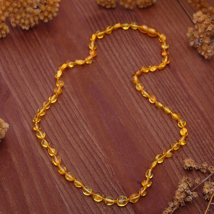 Бусы "Янтарь" овал через бисер, цвет желтый