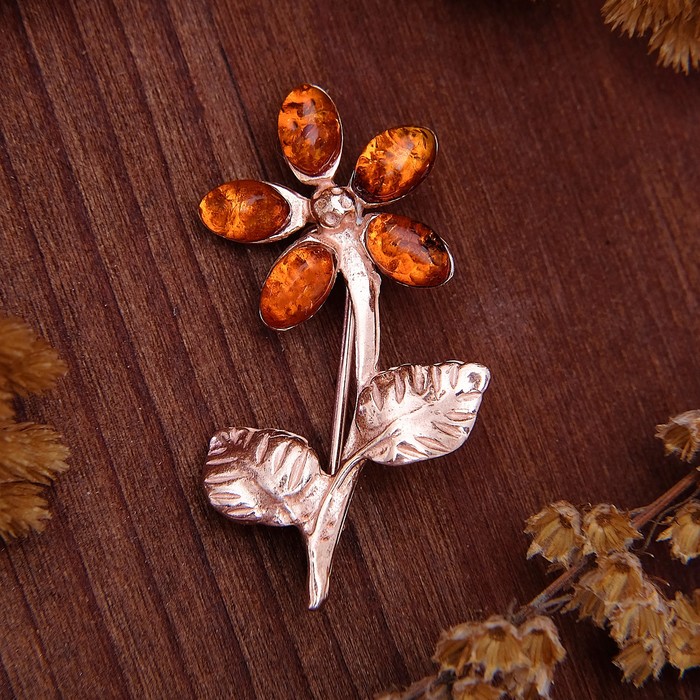 Брошь "Янтарь" цветок