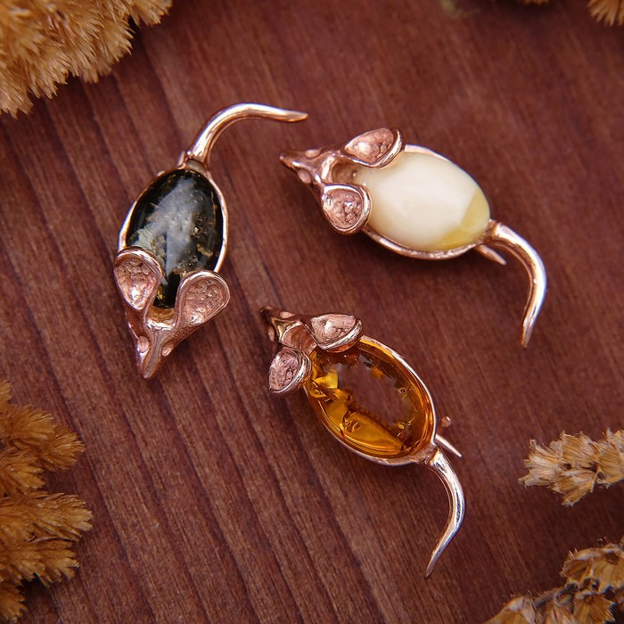 Брошь "Янтарь" мышка, цвет МИКС