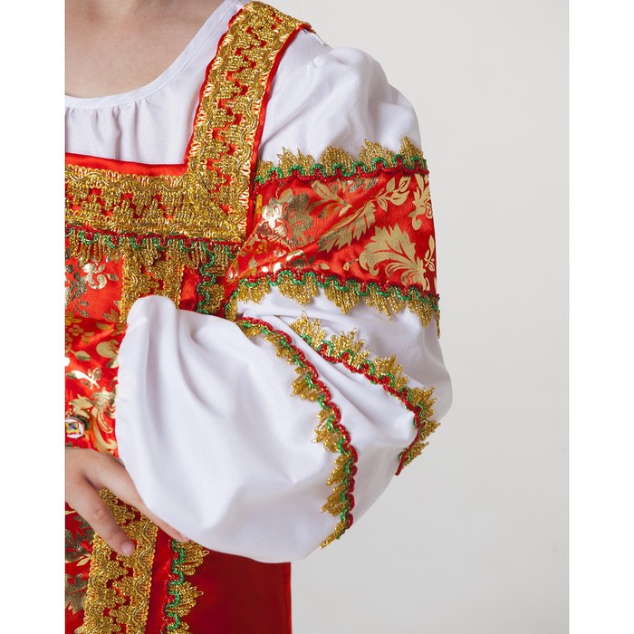 Русский народный костюм "Любавушка", платье-сарафан, кокошник, р-р 28, рост 98-104 см, цвет красный