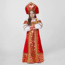 

Русский народный костюм "Любавушка", платье-сарафан, кокошник, р-р 34, рост 140 см, цвет красный
