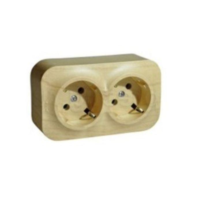 Розетка 2-м ОП Legrand "Quteo ", 16А, угол 45град. с заземл. дерево 782273