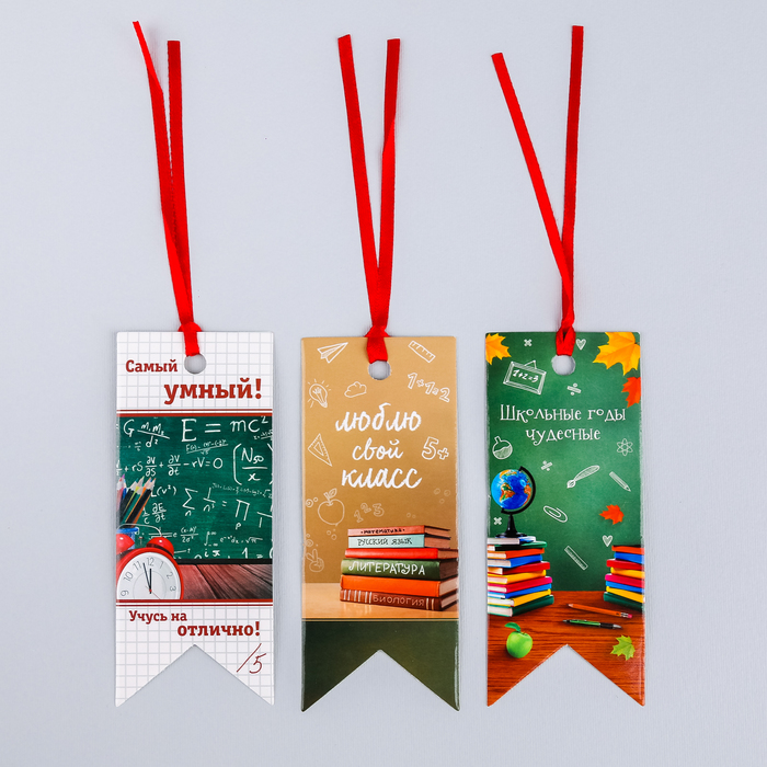 Закладки-флажки картонные "Навстречу знаниям", 3 шт.