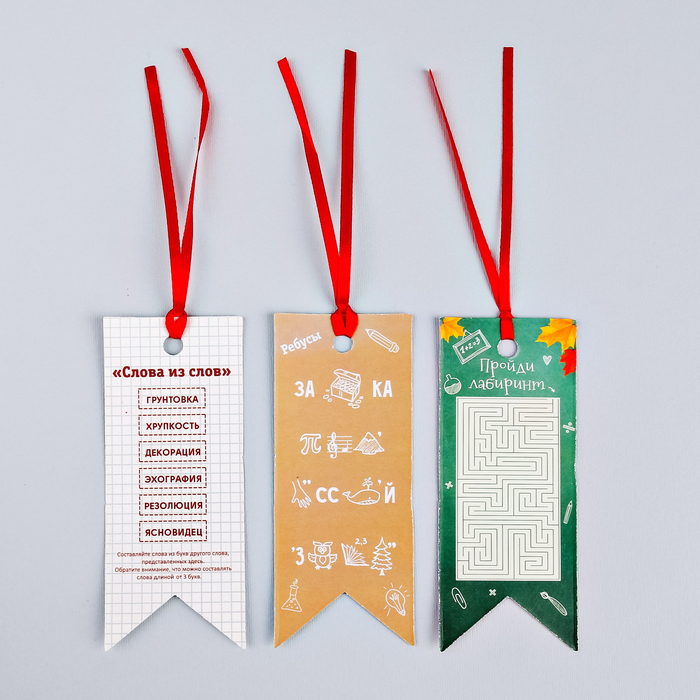 Закладки-флажки картонные "Навстречу знаниям", 3 шт.