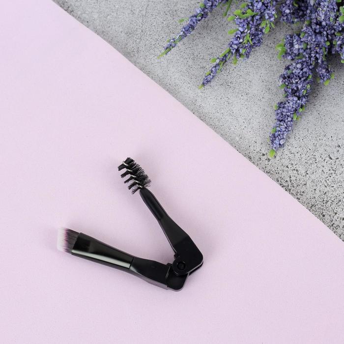 Кисть для макияжа/бровей и ресниц, двусторонняя, складная, цвет чёрный