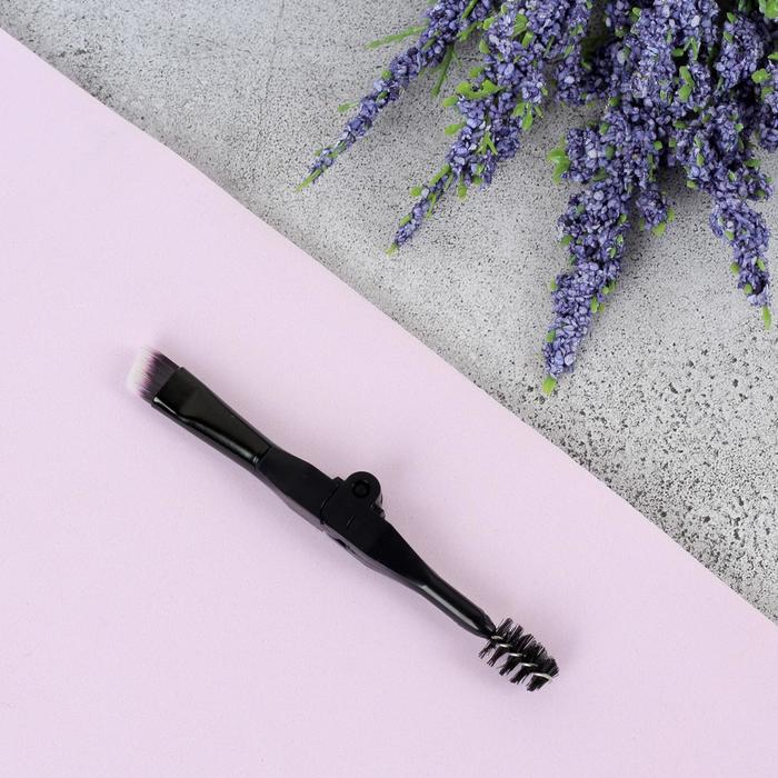 Кисть для макияжа/бровей и ресниц, двусторонняя, складная, цвет чёрный