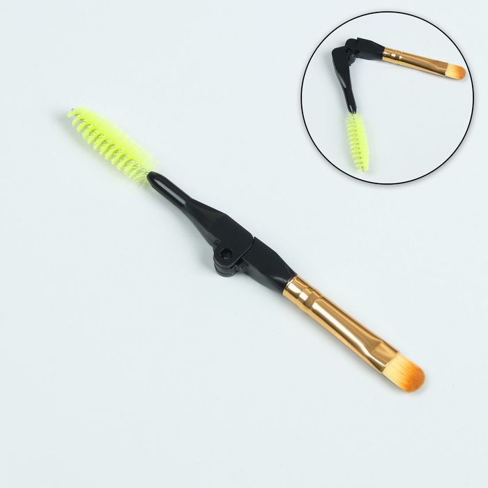 Кисть для макияжа/бровей и ресниц, двусторонняя, цвет чёрный/жёлтый