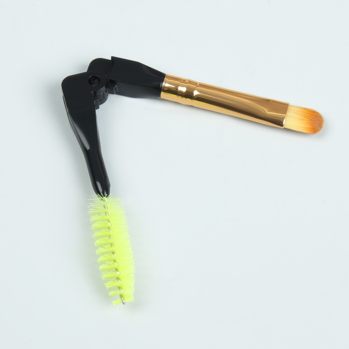 Кисть для макияжа/бровей и ресниц, двусторонняя, цвет чёрный/жёлтый