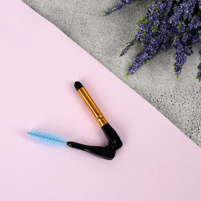 Кисть для макияжа/бровей и ресниц, двусторонняя, цвет чёрный/синий