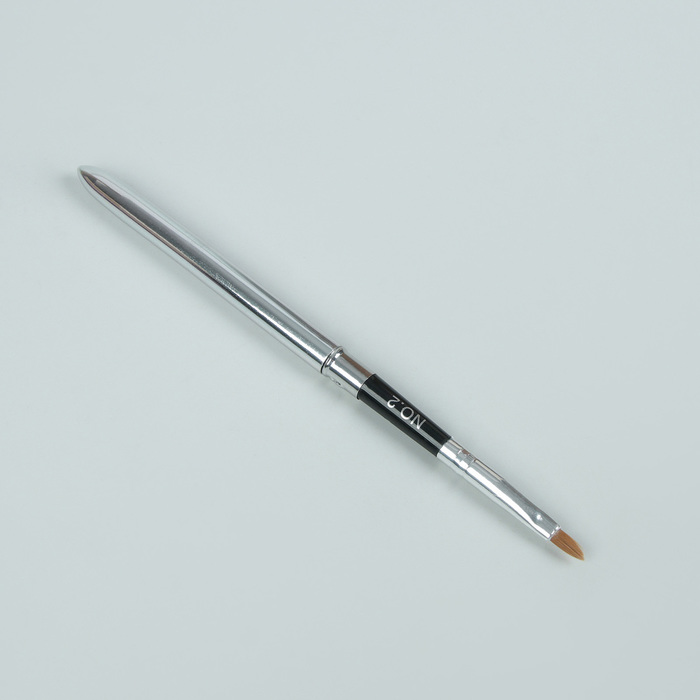 Кисть для наращивания №2, 17,5см/7мм, цвет чёрный/серебристый