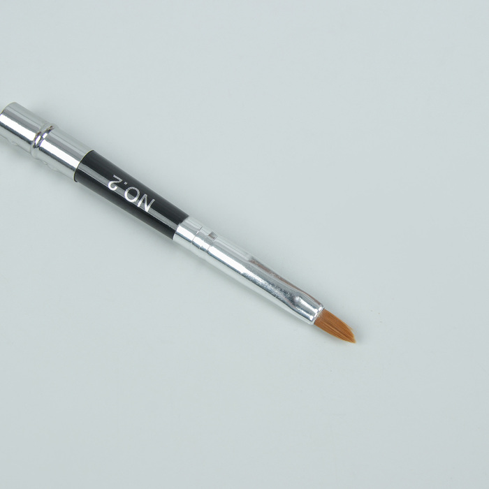 Кисть для наращивания №2, 17,5см/7мм, цвет чёрный/серебристый