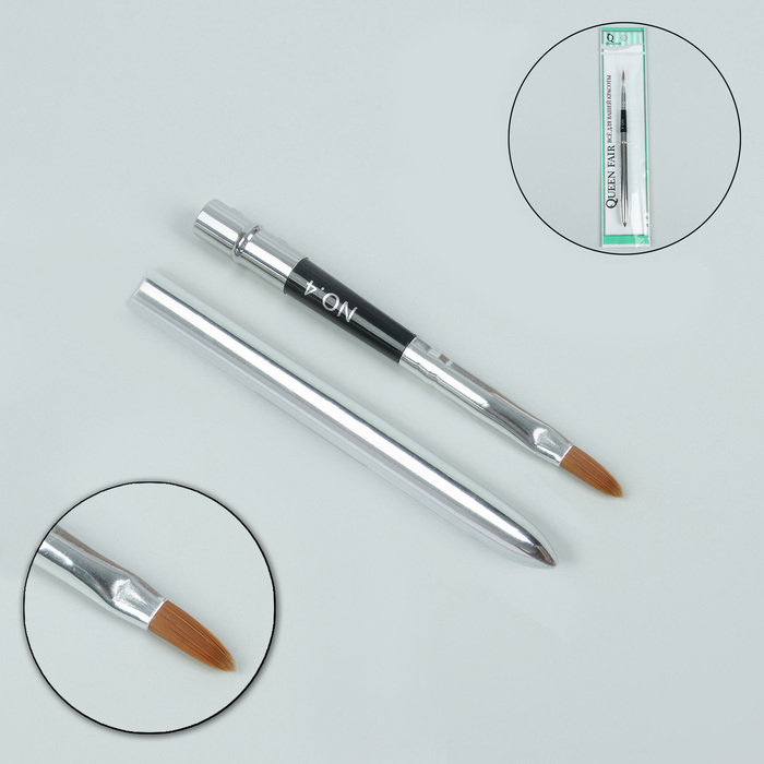 Кисть для наращивания №4, 17,5см/10мм, цвет чёрный/серебристый