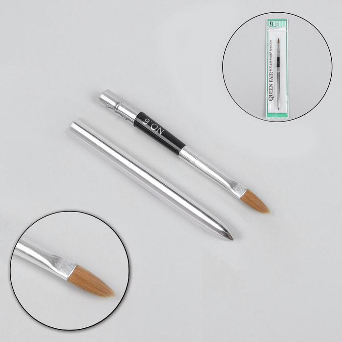 Кисть для наращивания №6, 17,5см/13мм, цвет чёрный/серебристый