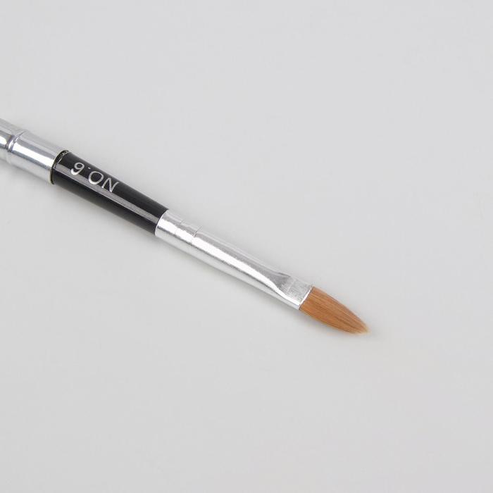 Кисть для наращивания №6, 17,5см/13мм, цвет чёрный/серебристый