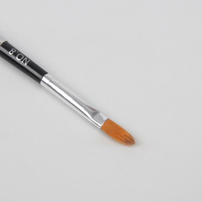 Кисть для наращивания №8, 17,5см/17мм, цвет чёрный/серебристый