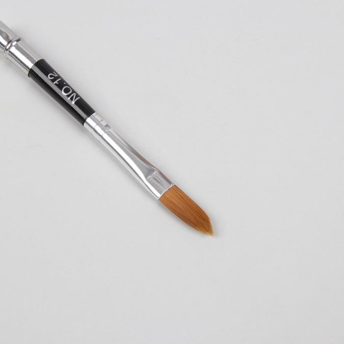 Кисть для наращивания №12, 17,5см/22мм, цвет чёрный/серебристый