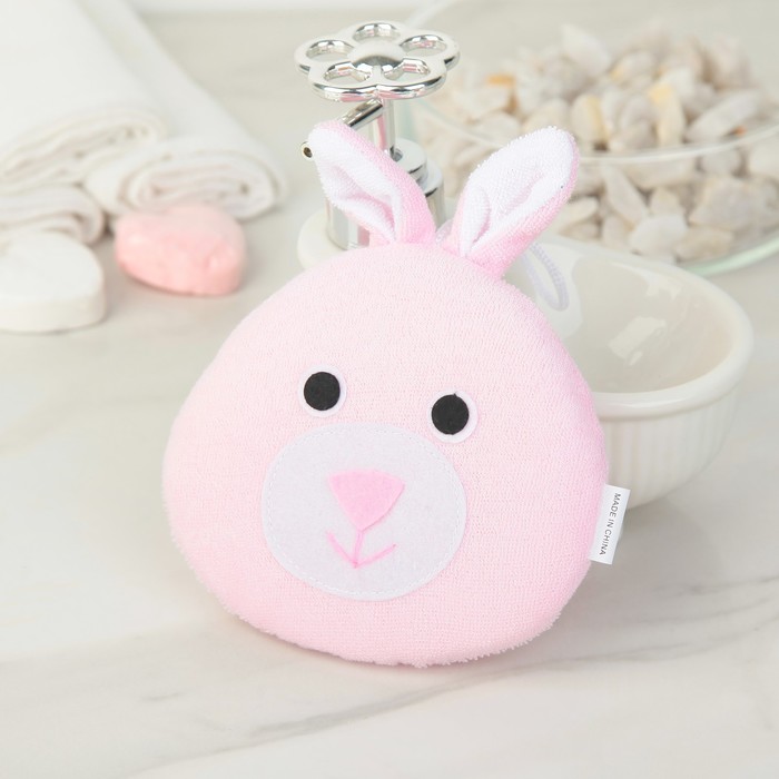 Мочалка детская "Зверюшки" 13х12 см, животные МИКС