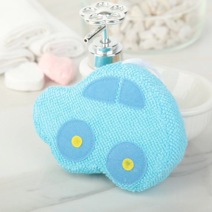 Мочалка детская "Машинка"14х10 см, цвет МИКС