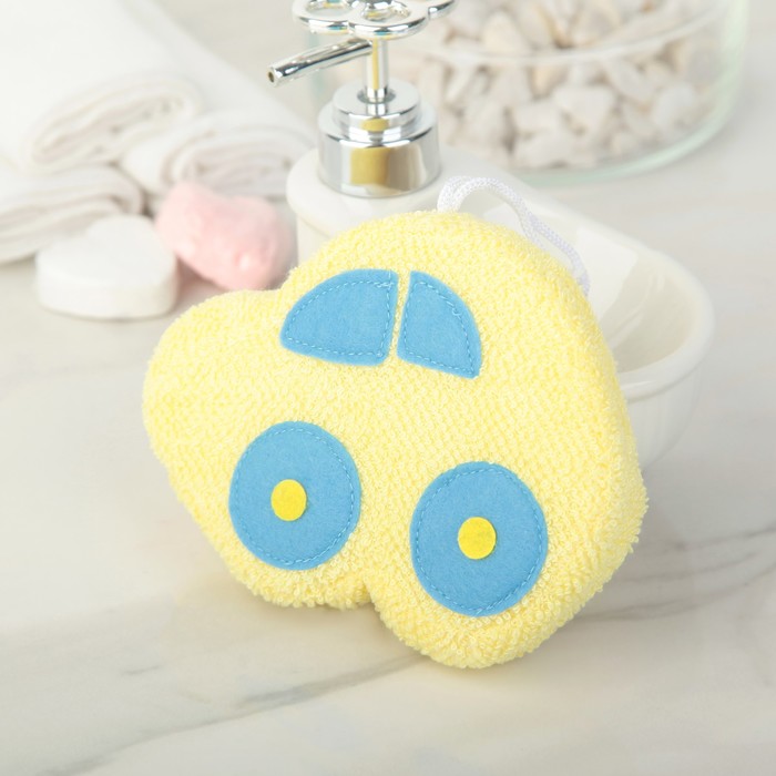 Мочалка детская "Машинка"14х10 см, цвет МИКС