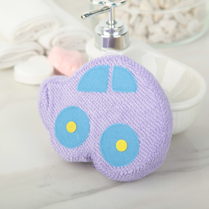 Мочалка детская "Машинка"14х10 см, цвет МИКС