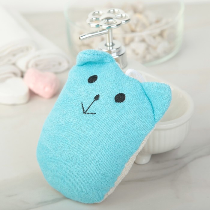 Мочалка детская "Весёлые зверюшки"16х11 см, дизайн МИКС