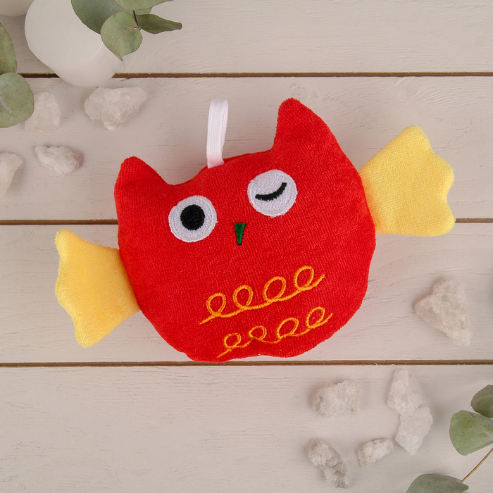 Мочалка детская "Совушка" 15х12 см, цвет голубой