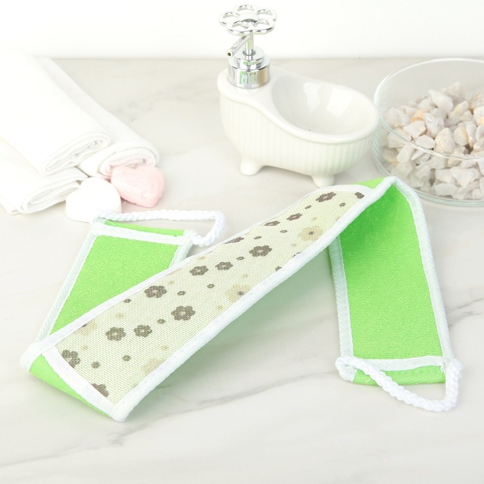 Мочалка-лента массажная 68х8 см, сизаль "Цветы", цвет МИКС