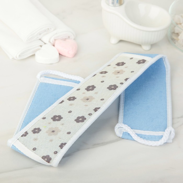 Мочалка-лента массажная 68х8 см, сизаль "Цветы", цвет МИКС